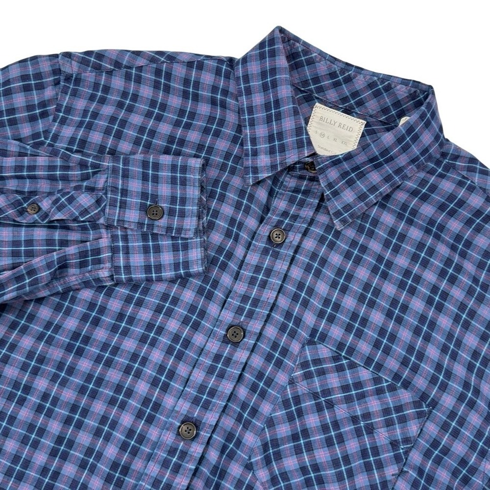 Billy Reid Mens Size Medium Button Long Sleeve Down Shirt Standard Cut Plaid